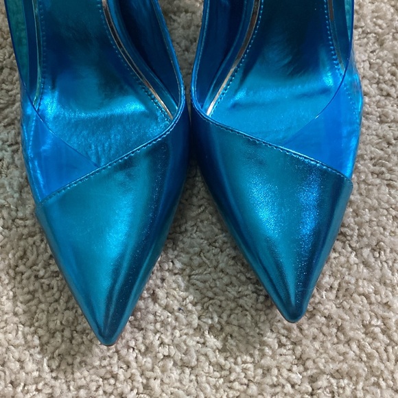 Kenneth Cole NEW electric blue turquoise transparent pumps heels size 7.5 - Picture 4 of 11